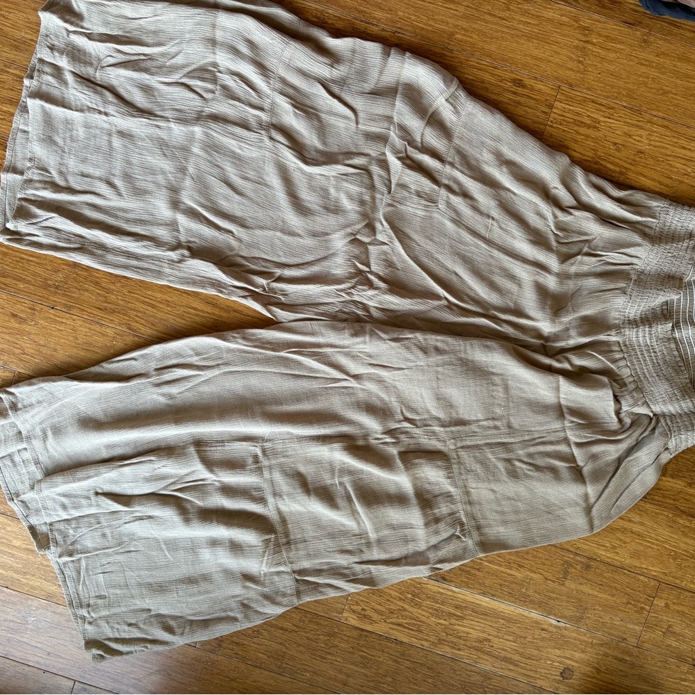 Flowy Cream Wide-Leg Pants